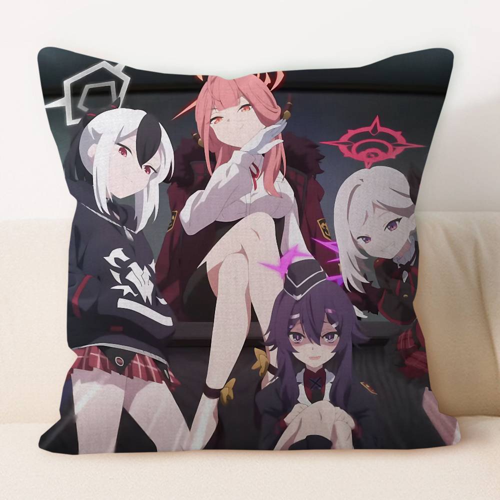 B-blue Archive Anime Kissenbezug 45x45cm Weich Gemütlich Baumwolle Outdoor Dekorative Kissenbezüge mit Reißverschluss für Couch