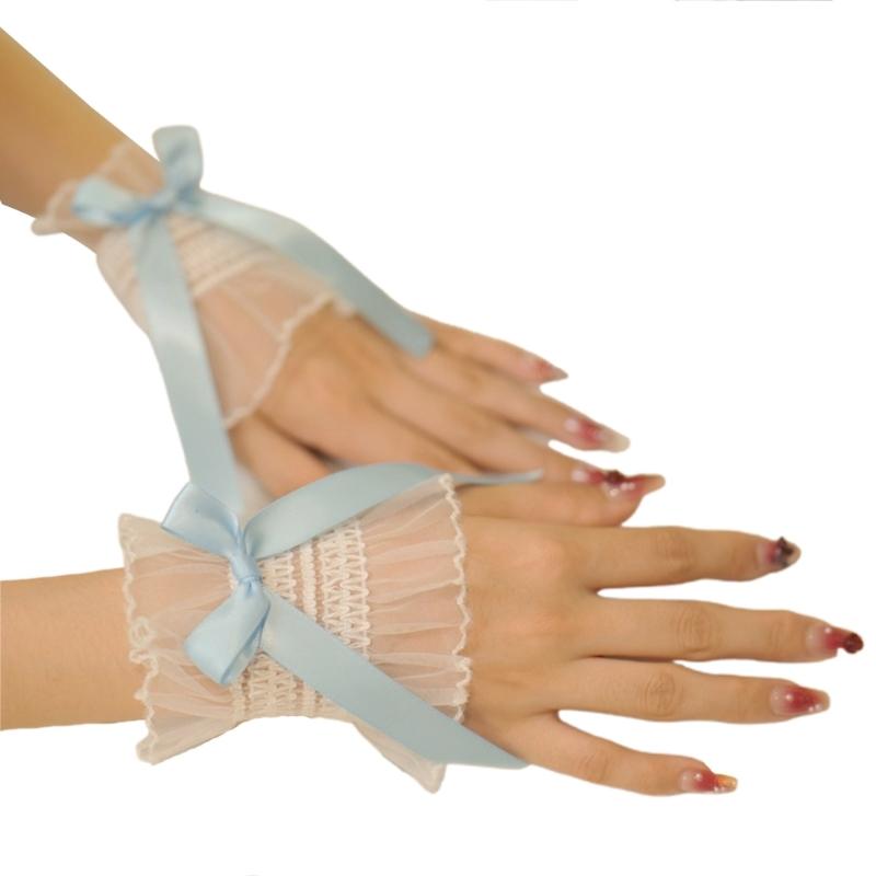 Faux Sleeves Decorative Trumpet Sleeves for Sweater Ruffle Bowknot Lace False Sleeves Cuff Extension Sweet Wrist Cuffs