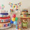 Large Birthday Cake Foil Balloons Cartoon Bear Cake Balloon Kids Toys Happy Birthday Party Decoration Supplies Photo Props INS