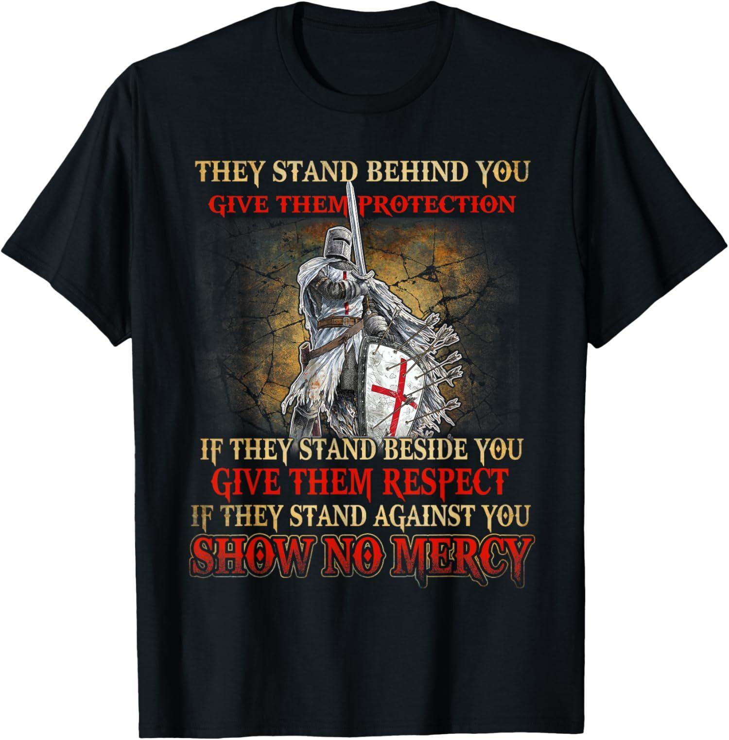 NEW LIMITED They Stand Behind You Give Them Protection Knight Templar T-Shirt S разноцветный