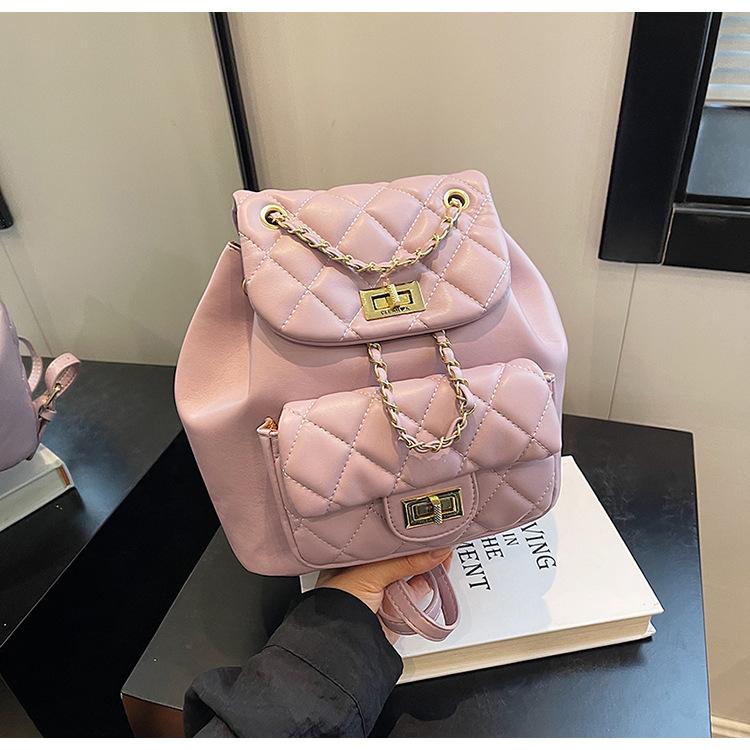 Xiaoxiangfeng rhombus chain backpack women's 2025 summer new fashion simple student bag high-end shoulder bag
