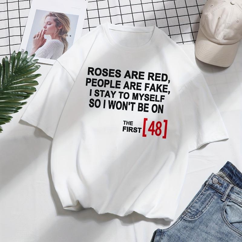 Trendy Printed Short Sleeve Tee, Unique Design,for Street Looks S