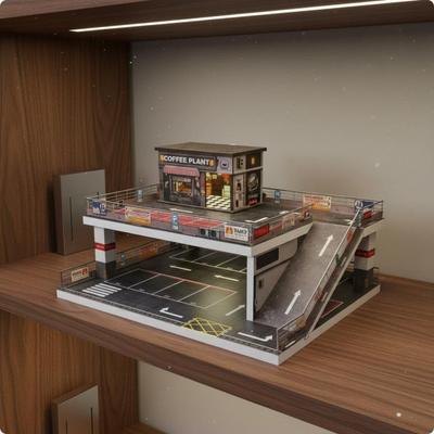 1:64 Parking Garage Diorama 2 Tier Structure Ramp Lot Model Realistic