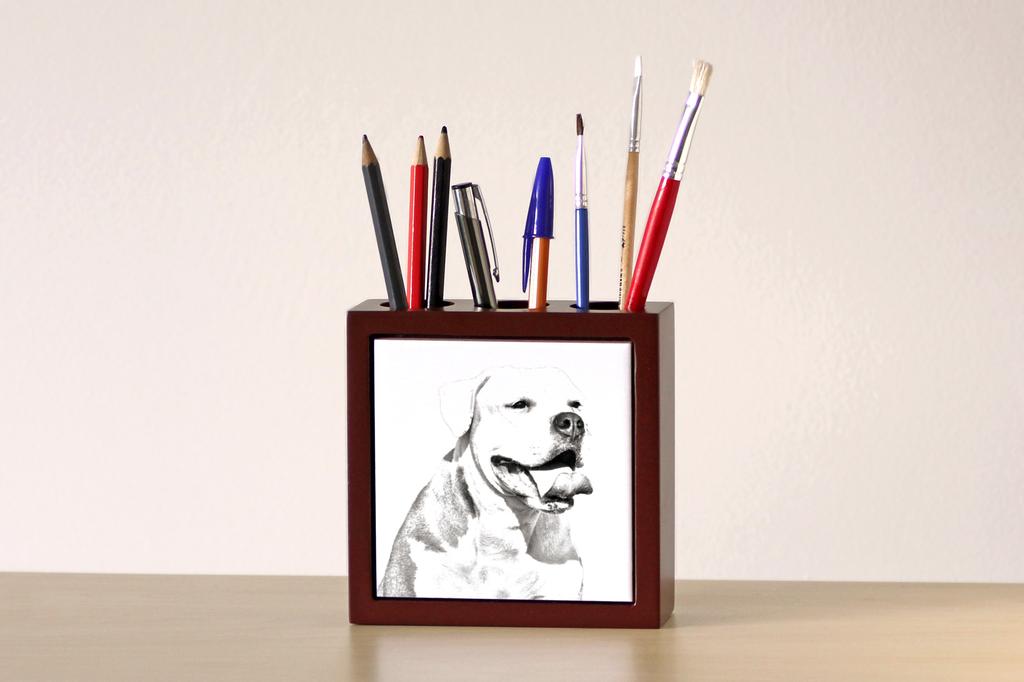 American Bulldog, Old Country Bulldog – Pen holder with a dog, desk organizer with a print | Art-Dog