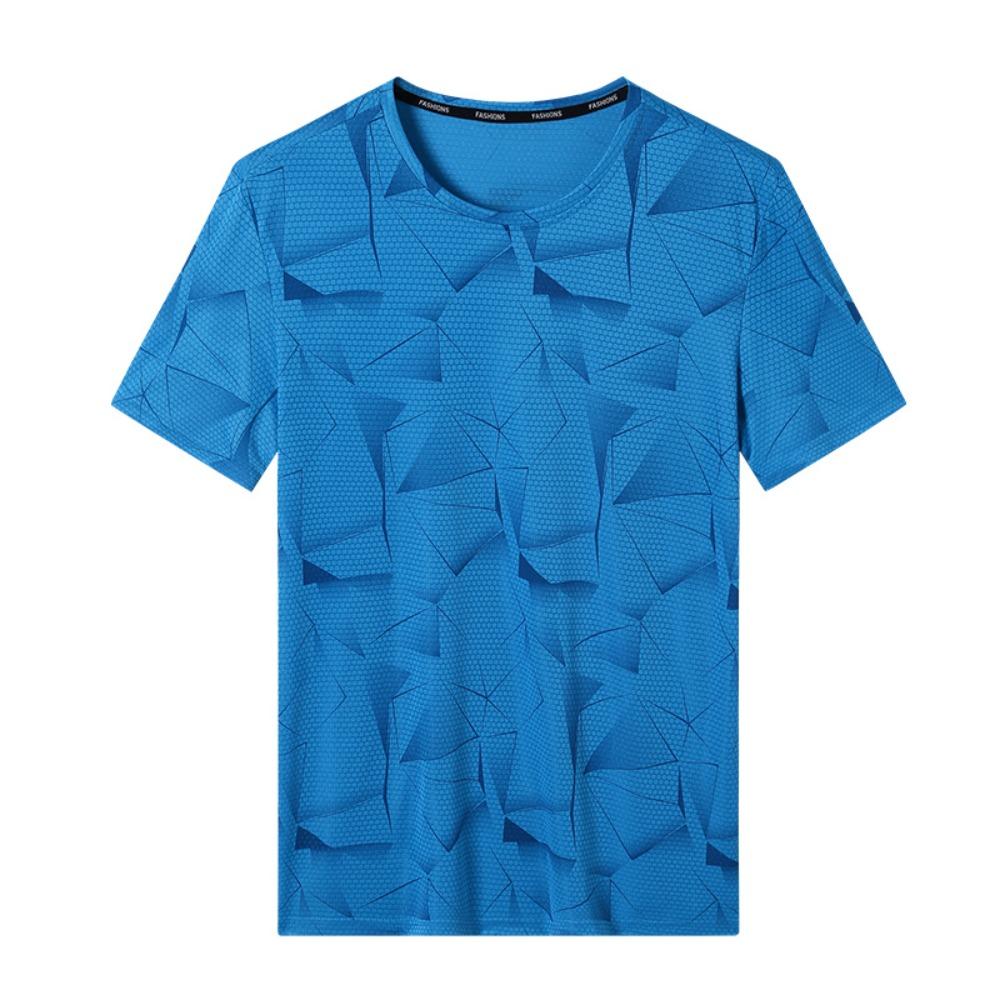 Large Size Men's Sports and Leisure T-shirt Summer Ice Silk Thin Short-sleeved Quick-drying Ice Casual Top T-shirt Men's