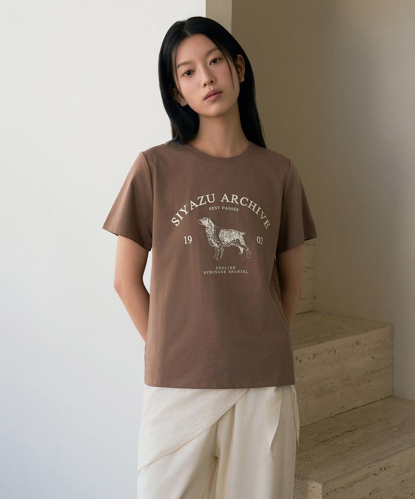 Siyajyu Sitp5191 Archive Houndstooth Print Short Sleeve T-Shirt_Brown