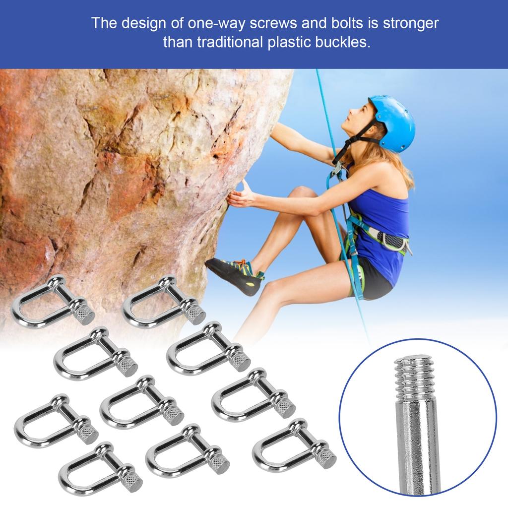 10pcs U Shape Shackle Zinc Alloy D Ring Lock Bow Shackle for Paracord Bracelet Round Head