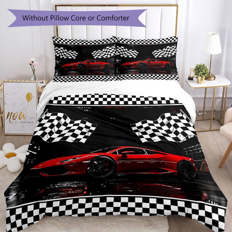 Set Biancheria da Letto da Corsa 3 Pezzi Copripiumino Chiusura Include 1 Copripiumino e 2 Federe, Morbido e Confortevole per Tutte le Stagioni.