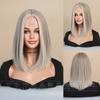Hand Woven Small Lace Wig Women's Gold Shoulder Length Straight Hair With Fetal Bangs Dyed Synthetic Bob