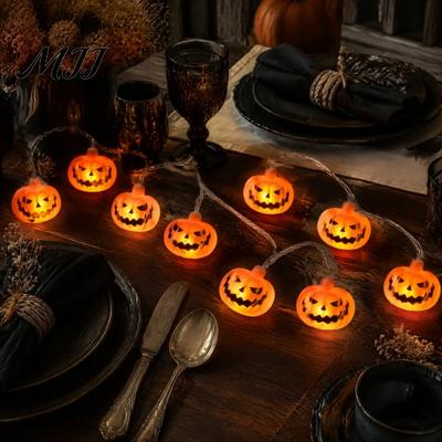 Decorative Lights for Home Halloween String Lights, 10/20 LED Spooky Pumpkin Ghost Fairy Light, Battery Festival Atmosphere Operated Indoor