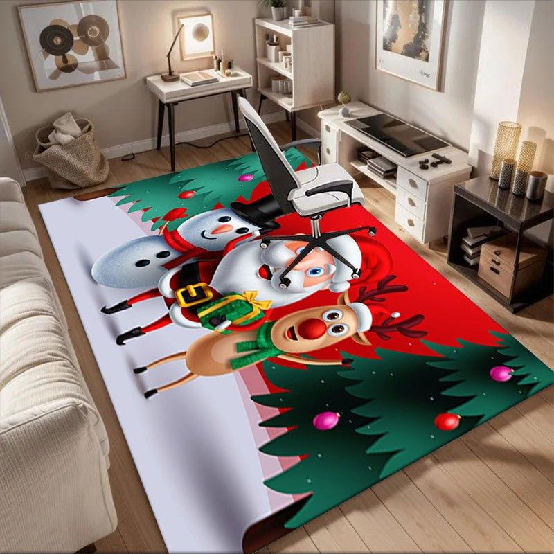 

Christmas Santa Claus Snowman Reindeer Gift Box Ornament DecorationOffice Mat Perfect for Home Decor Office Desk Chair Rugs Chair Carpet for 60cm by 90cm