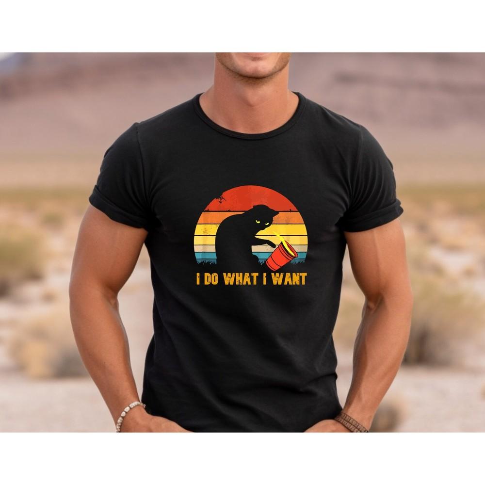 26 I Do What I Want Tshirt,  Funny Mens Cat Tshirt, Cat Dad Shirt, Retro Cat Sh Unisex T-Shirt S