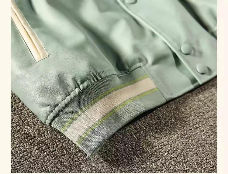 Chaqueta de Béisbol de Cuero PU y Algodón para Hombre, Tendencia Americana - Abrigo de Piloto de Invierno para Parejas, Acolchada Casual.