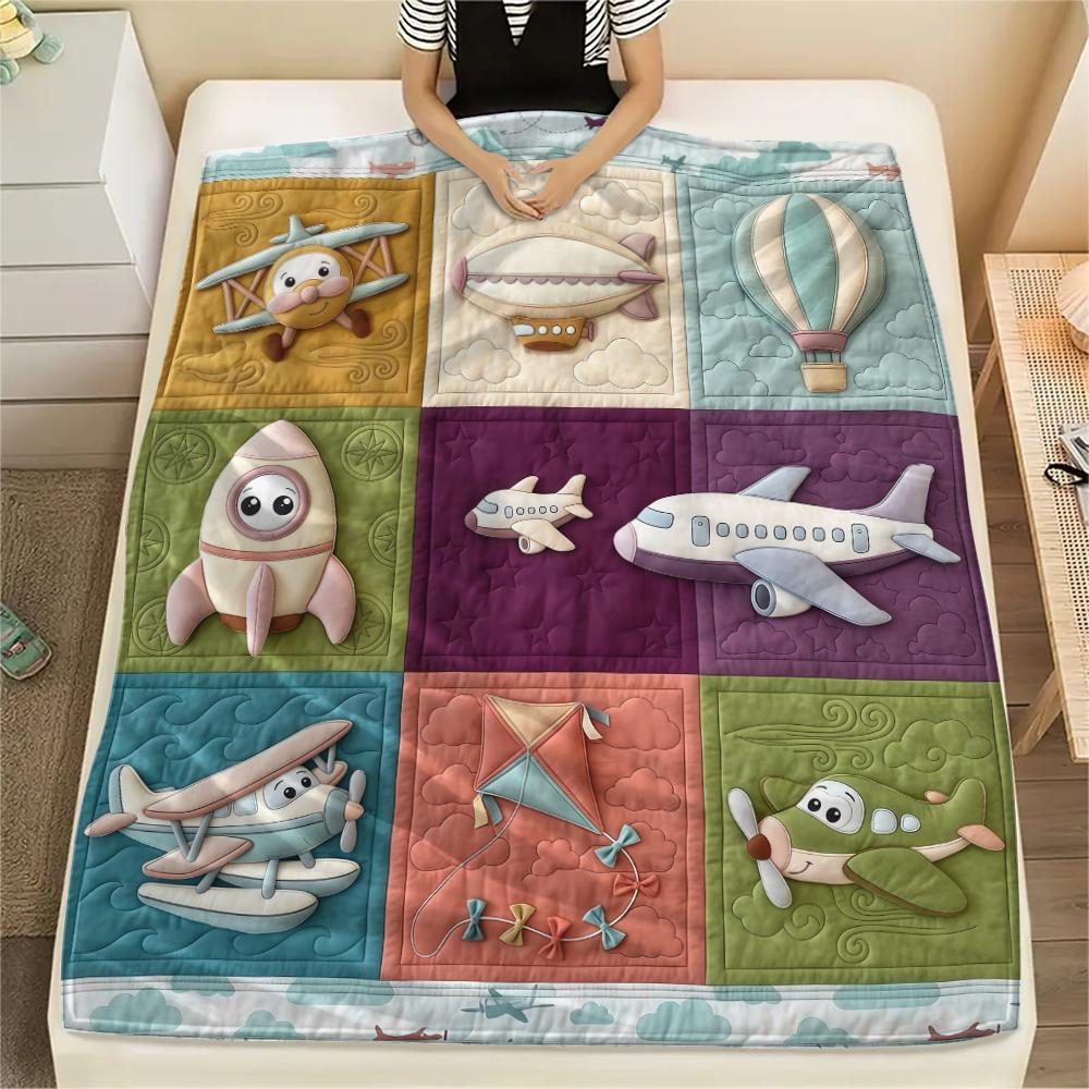 Fabric animal spaceship Print Flannel Blanket High quality Comfortable for All Seasons Home Decor Warmth and Comfort Perfect for Christmas Gifts
