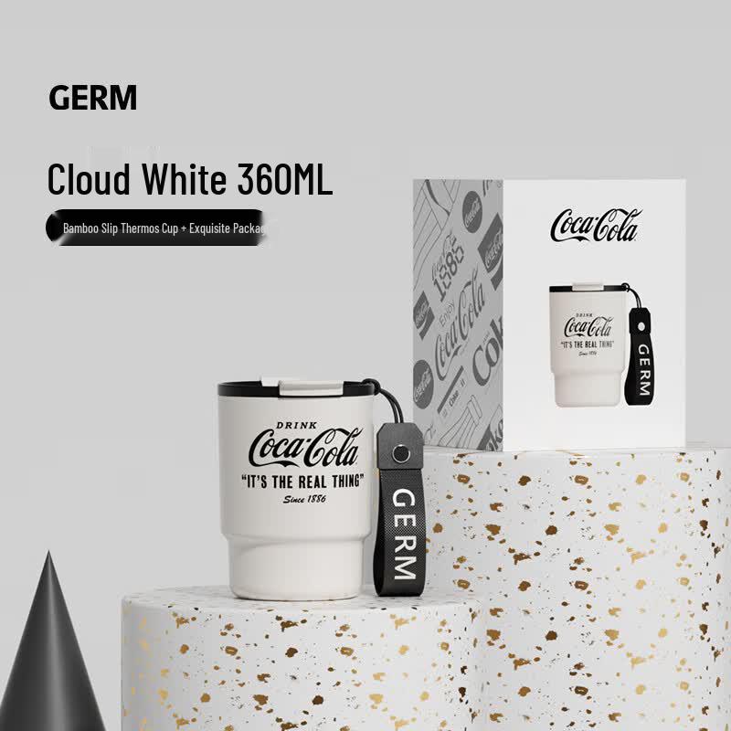 Термокружка Germ 360 мл Coca-Cola Cloud White с металлической соломинкой