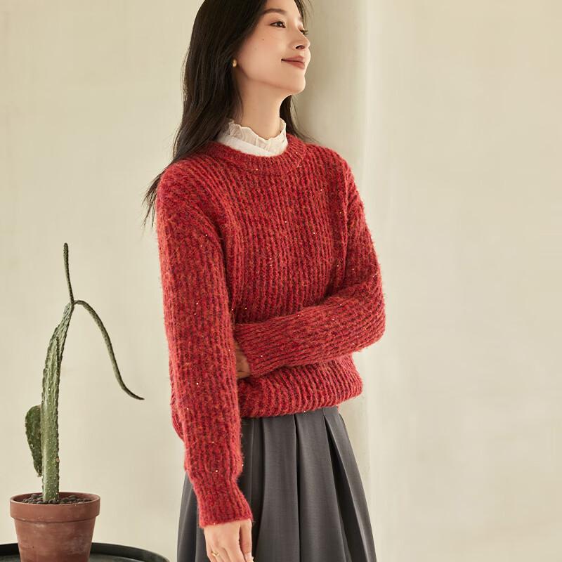 VICTORIA&VERA Women's Ribbed Sequin Knit Sweater