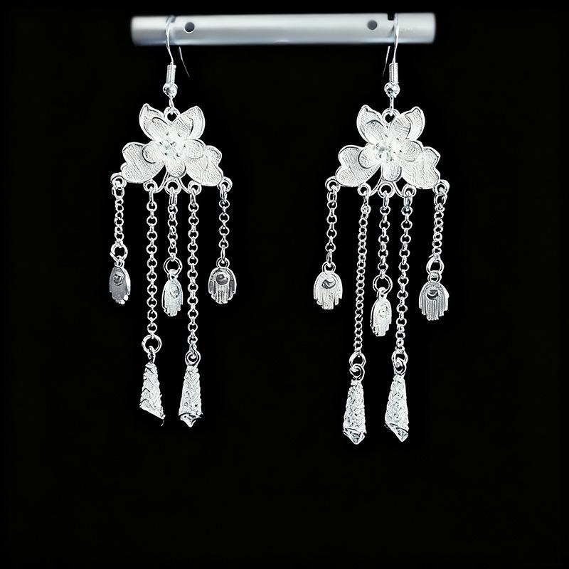 Ethnic style earrings Alloy silver-plated Miao ethnic minority Dong Yi earrings Earrings
