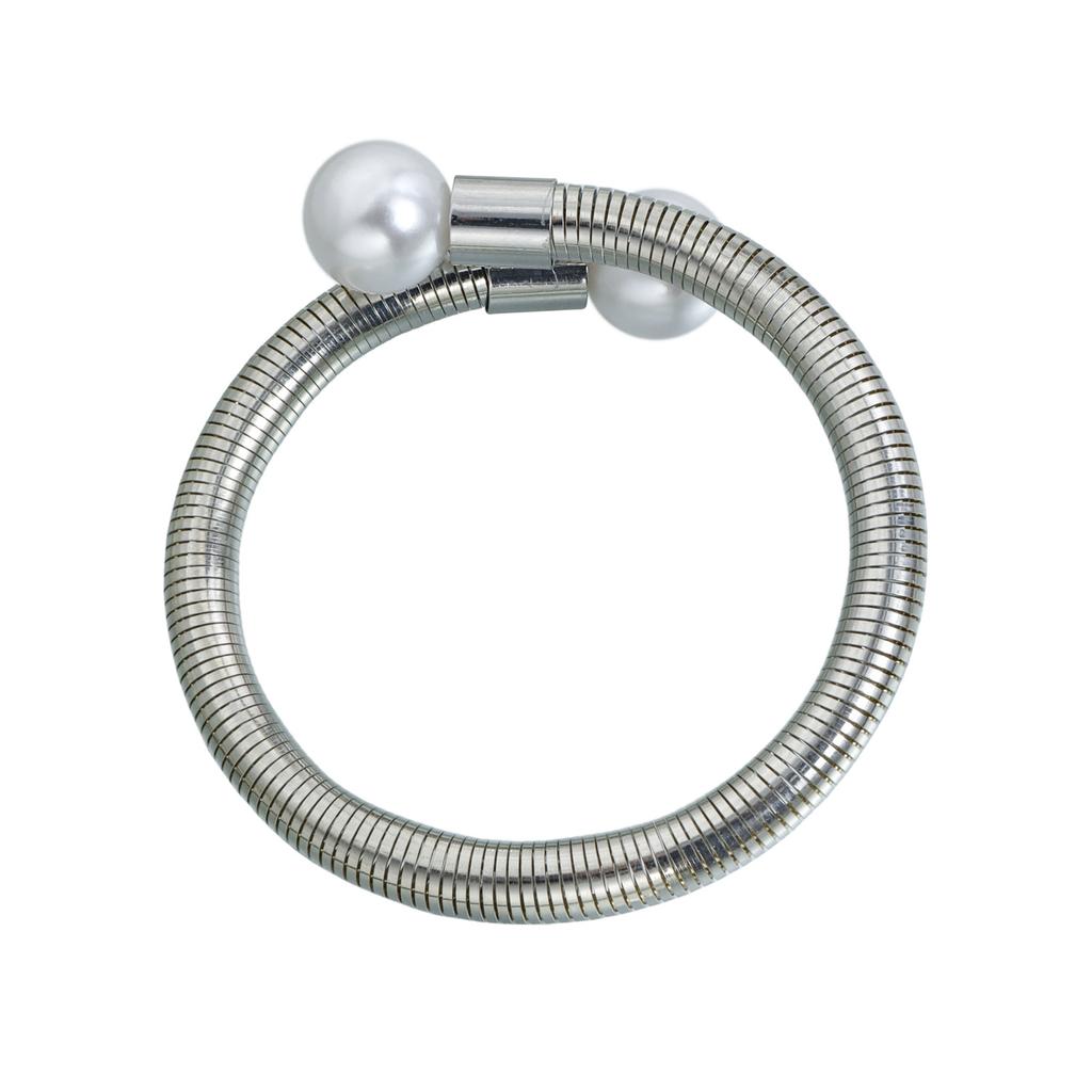 Winylowy Choker z Łańcuszka Kości Węża z Perłami, Przesadny Podwójny Perłowy Design Luksusowy Choker