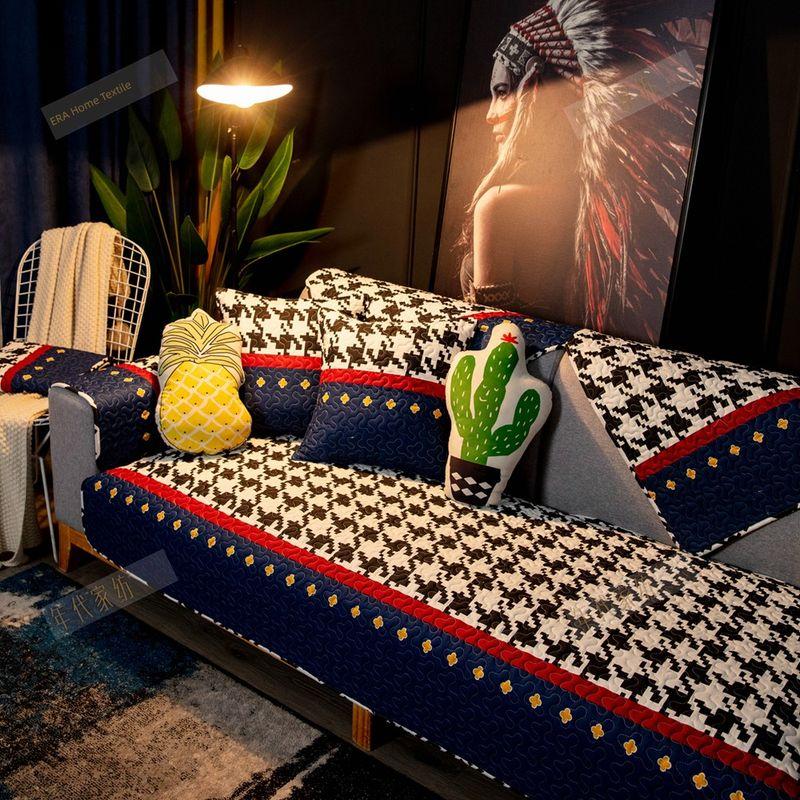 

Fashion Style Pure Cotton High-End Sofa Cushion Fabric Four Seasons Non-Slip Quilted All Cotton Quilted All-Inclusive Accessible Luxury Sofa Towel Jimmy. 45*45 pillow case