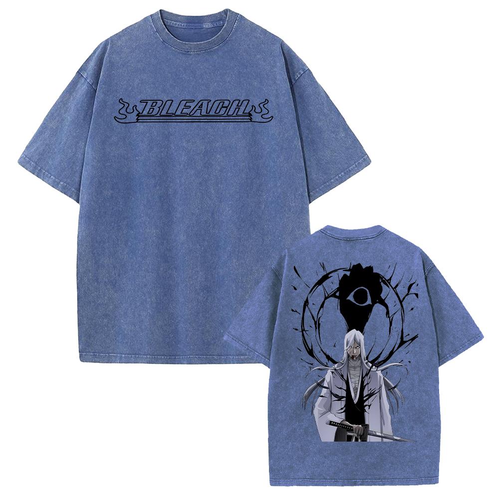 Jshir Ukitake Print T-shirt Anime BLEACH Clothing Men Women Short Sleeve Tshirts Retro Washed T Shirt Harajuku Male Cotton Top XXL синий 1979₽