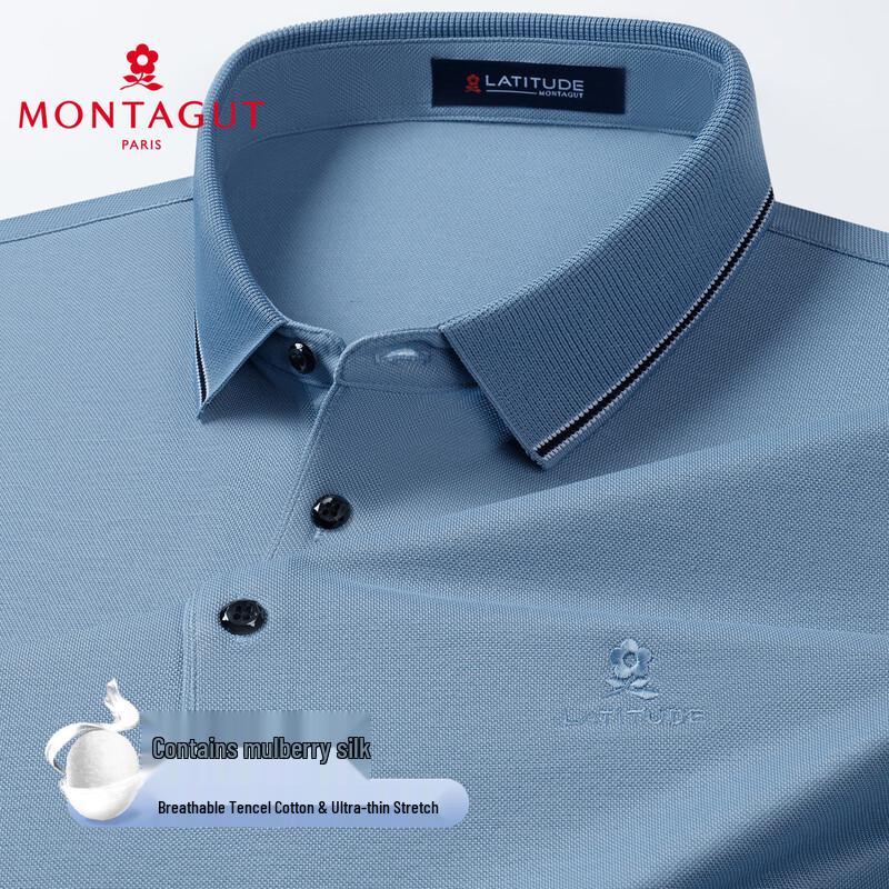 MONTAGUT Men's Breathable Long Sleeve Polo Shirt