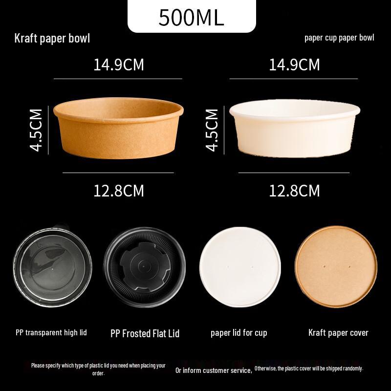 Disposable Kraft Paper Salad & Takeaway Bowls 500ml
