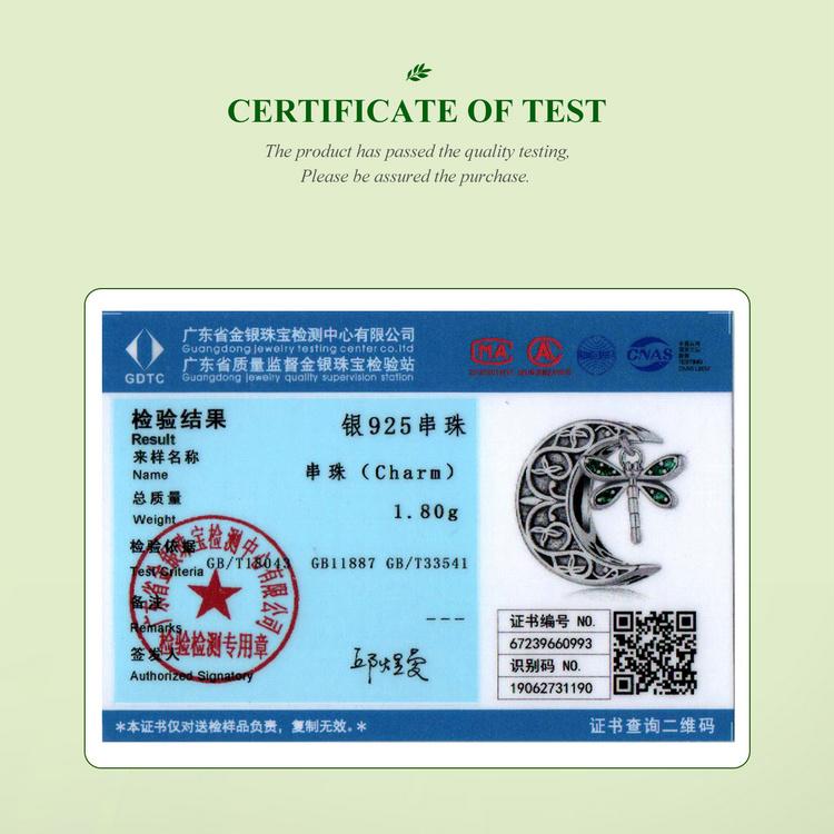 WOSTU 925 Sterling Silver Roses & Moon Dragonfly Charm Four-leaf Clover Beads for Women Girls Bracelet & Bangle DIY Jewelry