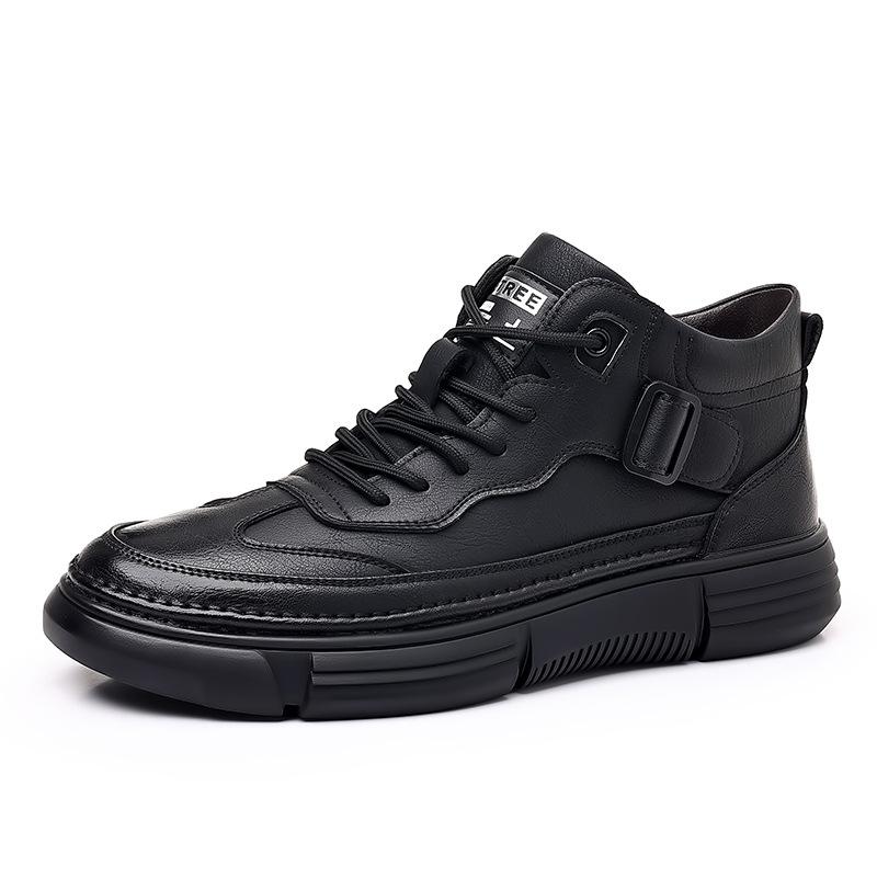 2025 new men's shoes retro Martin boots thermal velvet cotton shoes genuine leather trend men's short boots casual leather shoes