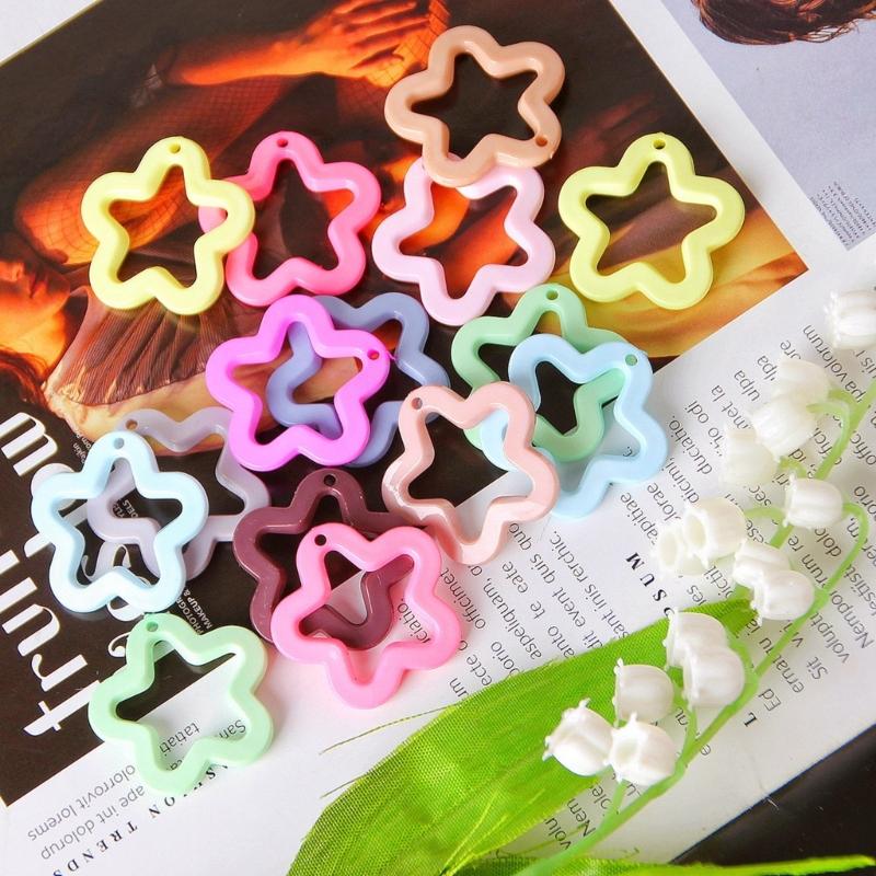 Colorful Star Pendants DIY Necklace Bracelet Earrings Setting Pendant for Jewelry Making Findings Vanlentines Gift