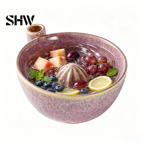 Stijlvolle Keukenblad Accessoires Berry Swirl Afgietkom met Siliconen Pad, Keramisch Retro Oven Handmatige Citroenpers Tool Gebakken Zeef,