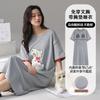 Pure Cotton Short-sleeved Nightdress with Chest Pad, Women's Summer Thin Cartoon Cute Girl Loungewear Suit Can Be Worn Outside
