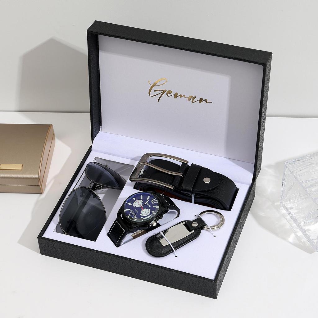 Weihnachtsgeschenkset: Ledergürtel, Uhr, Brieftasche für Freund