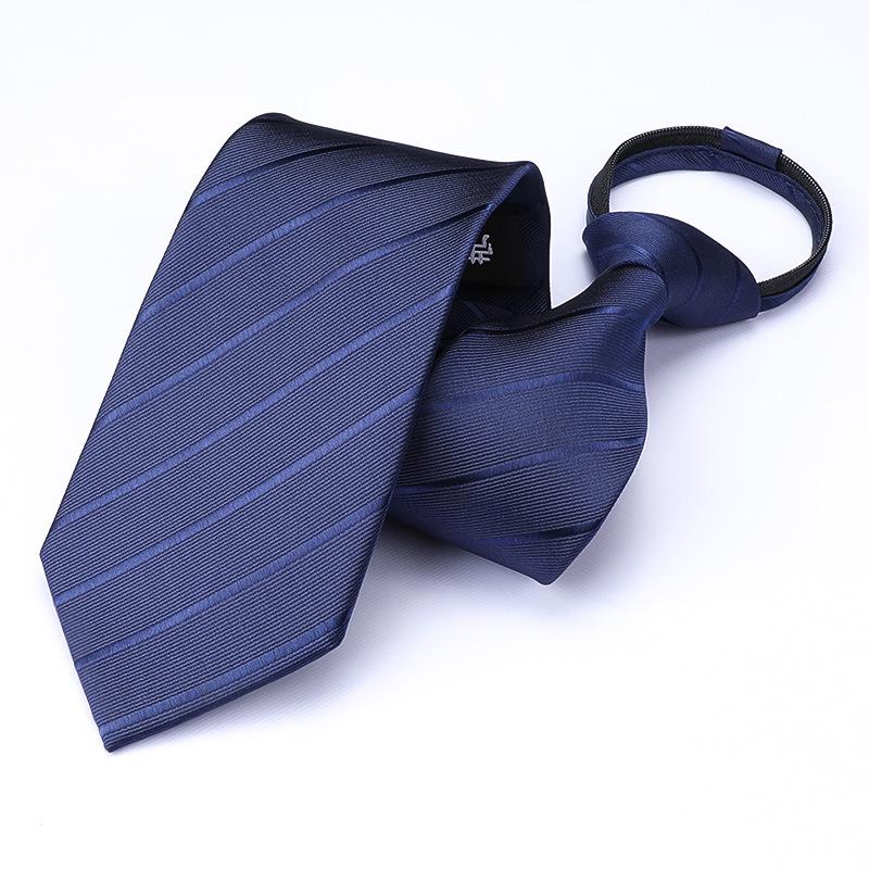 Business Blue Formal Tie Zipper Groom Wedding Korean Version Narrow Lazy Without Striped Bow Tie Plaid