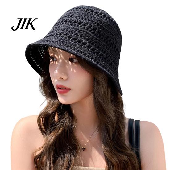 Beach Hat with Wide Brim Women Fisherman Hollowed-Out Design Sun Protection UV Blocking Solid Color V Summer Hollowed-out чёрный