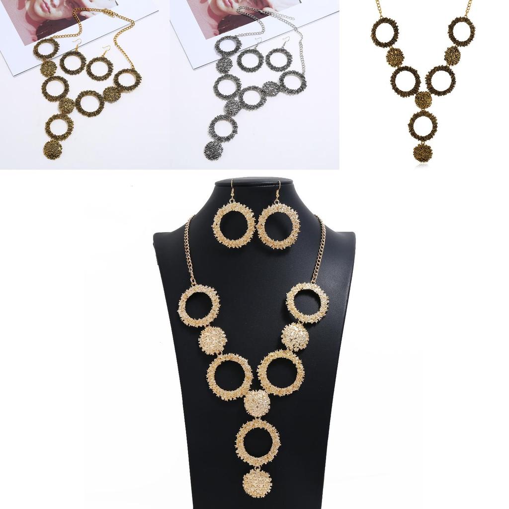 Retro Alloy Necklace Jewelry Set With Gold Plated Finish For Art Fashion Enthusiasts