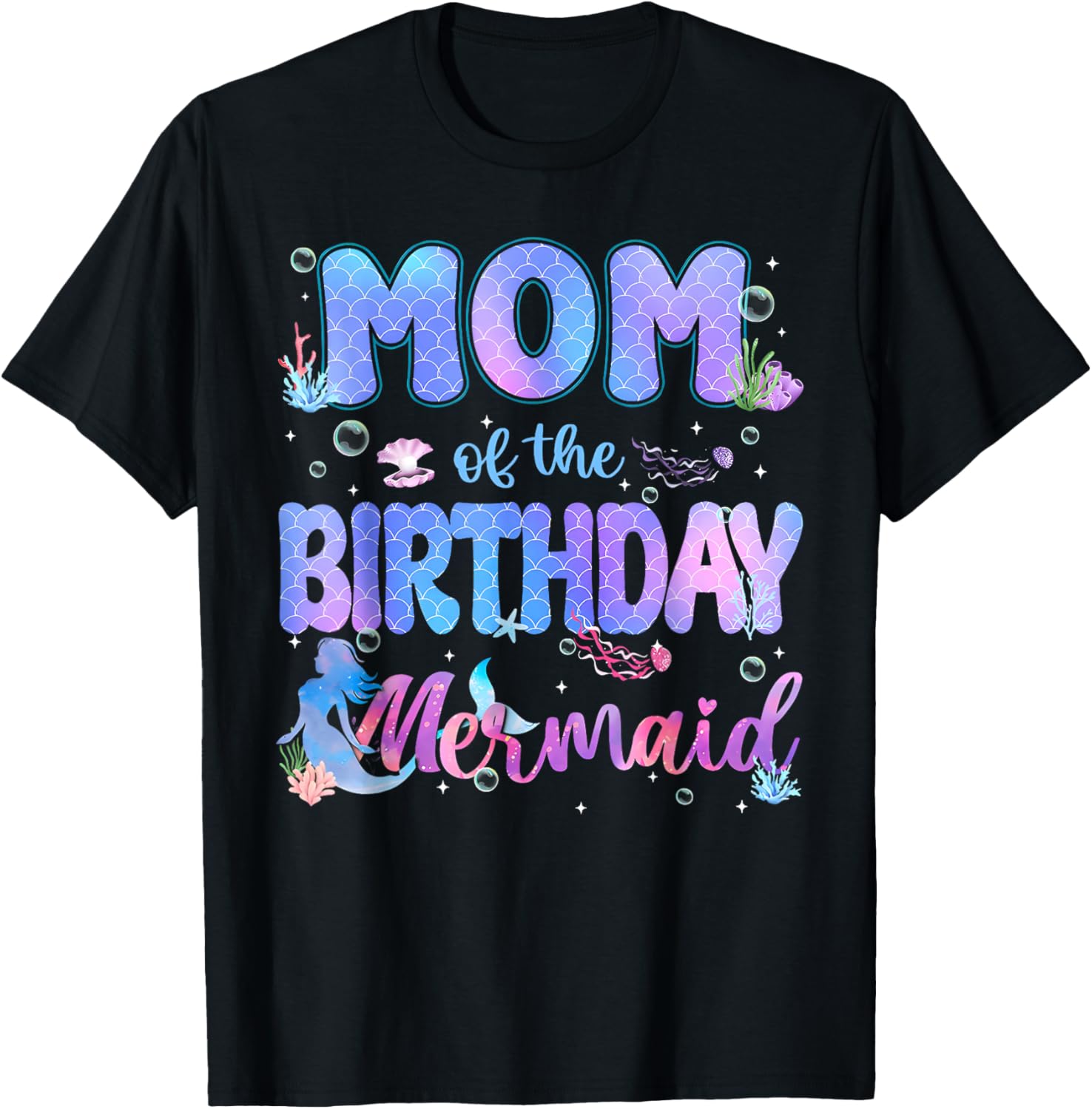 Mom of The Birthday Mermaid Girl Bday Party Squad Family T-Shirt S разноцветный