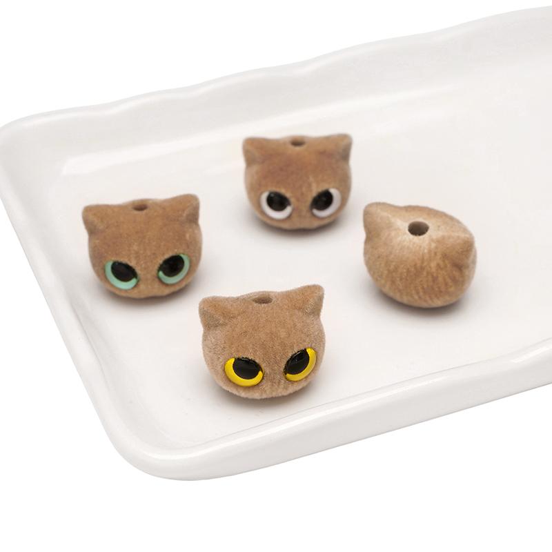 

Смола Флокированные Бусины Милые Бусины в виде Головы Кошки для DIY Браслета Серьги Изготовление Ювелирных Изделий Аксессуары коричневый