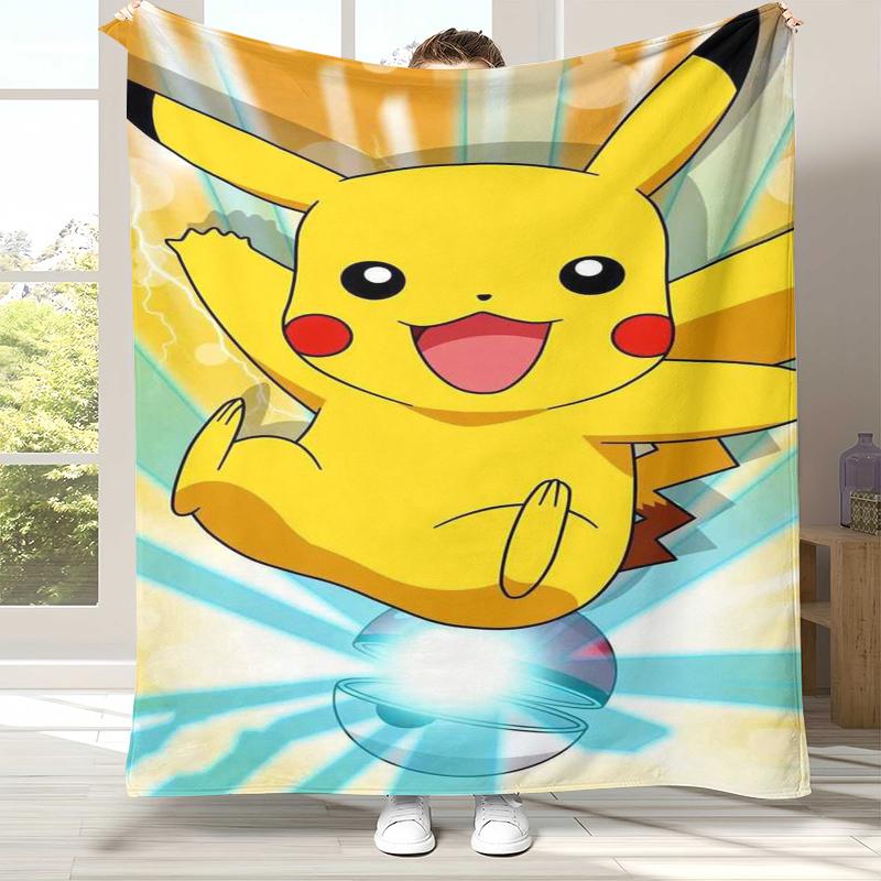 6 Style Pikachu Pokemon Flannel Blanket,Ultra Soft Warm Plush Throw for Home Bedroom Bed Sofa Cover Office Camping Picnic Gift