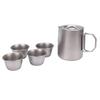 Stainless Steel Tea Set with Infuser 350ml Tea Pot 50ml Tea Cups Portable Bag for Outdoor Camping Backpacking