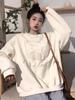 Plus Size Women Autumn Long Sleeve Hoodie Korean Style Oversized Loose Casual Cute Bear Sweatshirt Crew Neck Tops