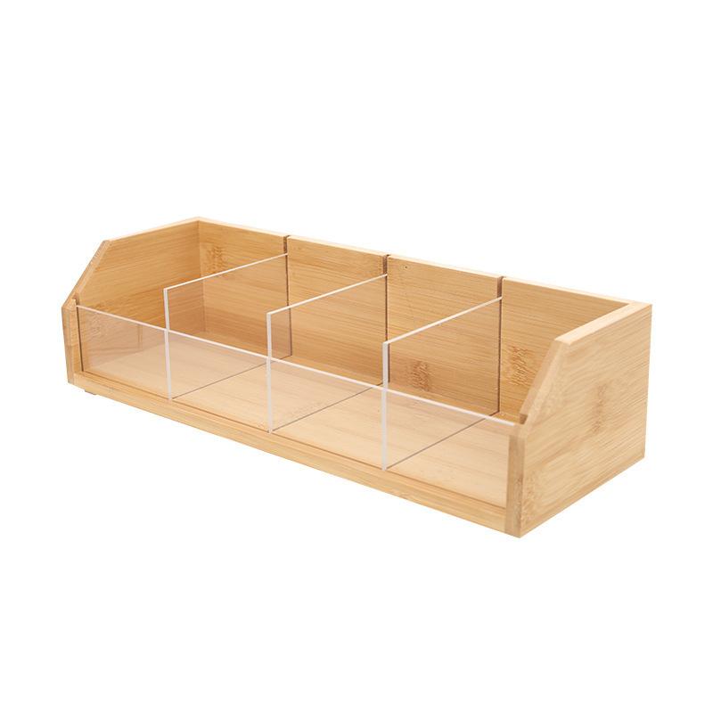 Bamboo Storage Box for Tea Bags Natural Wooden Organizer Box Household Supplies Kitchen Desktop Storage Eco-friendly Home Office