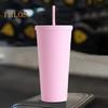 720ML Coffee Tumbler with Lid and Straw Double Wall Vacuum Travel Coffee Mug Wide Mouth Leakproof Reusable Water Cup