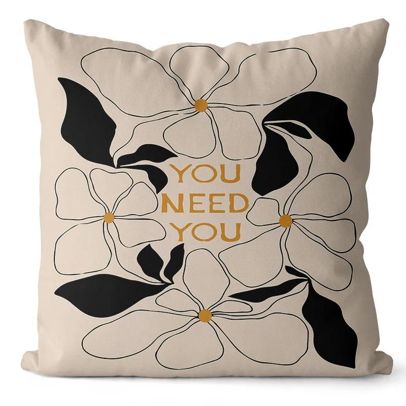 Office Living Room Home Pillowcase Black and White Simple Abstract Pattern Pillowcase Car Ornaments