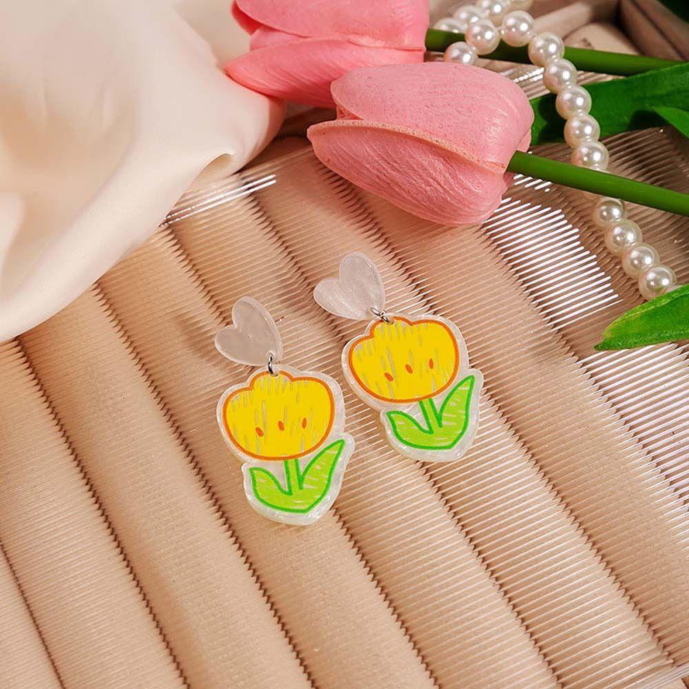 

Pendant Flower Earrings Acrylic Korean Earrings Korean Style Rose Drop Earrings Girls Gift