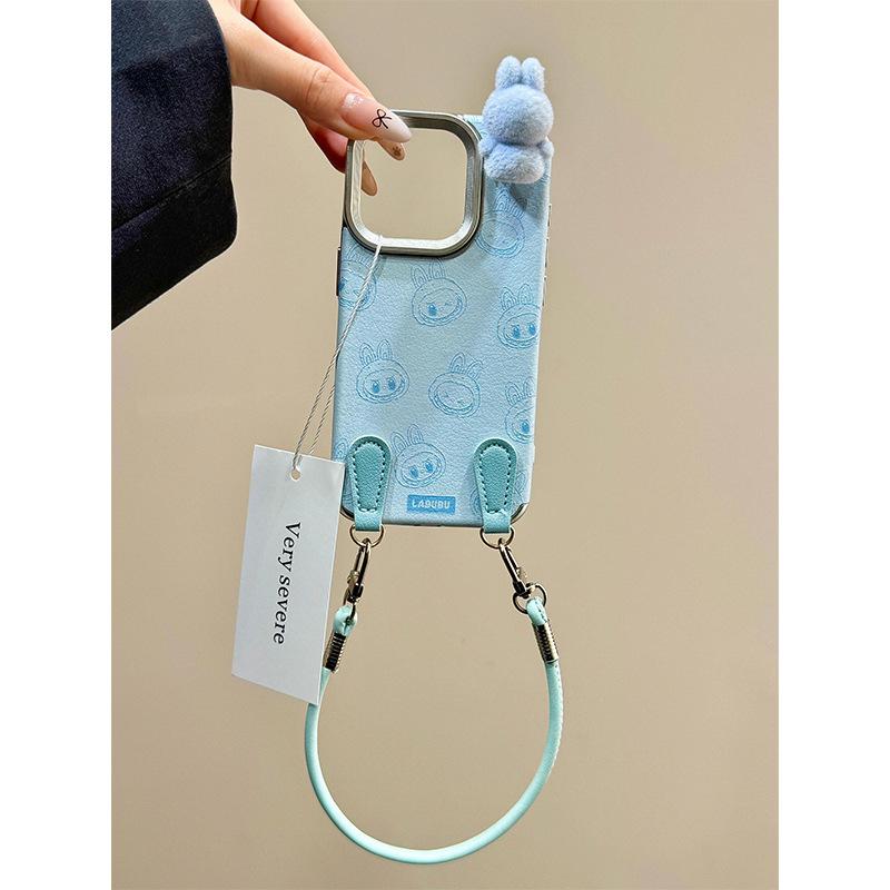 Bonbonfarbe Niedliches Dreidimensionales Labubu Geeignet für Apple 16promax Handyhülle iPhone 15 Plüsch 13