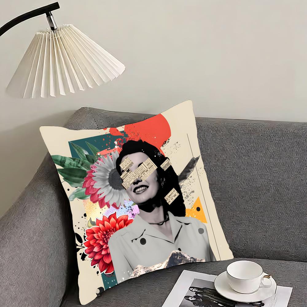 Retro Poster Luxury Cushion Cover Pillowcase Ultra Soft Skin Friendly Fabric Cloud Like Comfort & Concealed Zipper