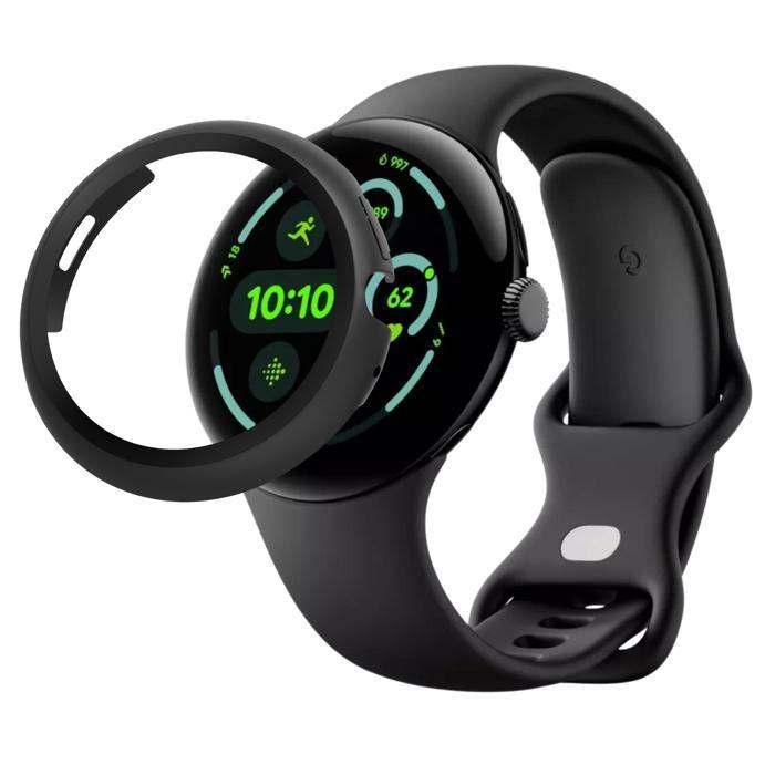 Carcasă Google Pixel Watch 3 - 45 mm - Carcasă de protecție rigidă, ecran din sticlă securizată neagră, Phonillico®