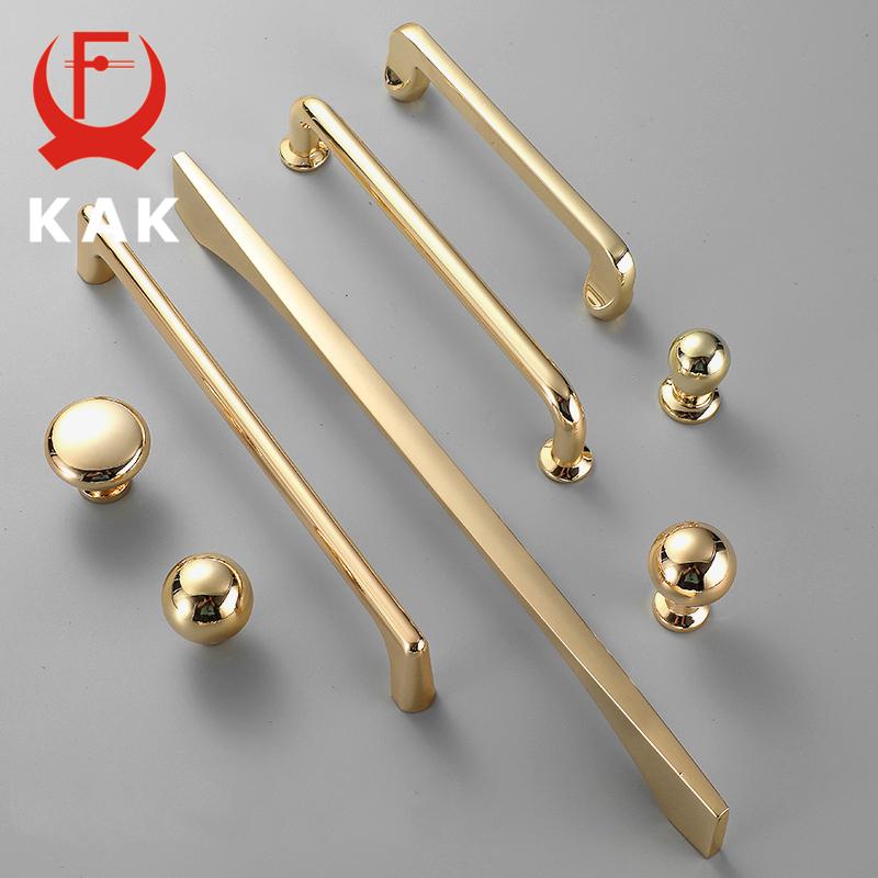 KAK Zinc Alloy Bright Gold Cabinet Pulls Light Luxury Stylish Kitchen Handles for Furniture Drawer Knobs Cabinet Hardware