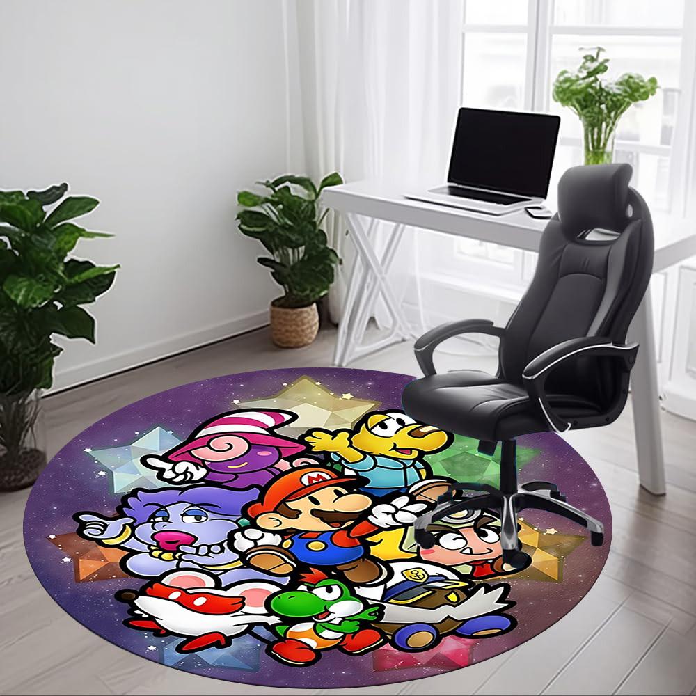1pc Mario Party Office Round Area Rug, Under Office Chairs Bedroom Living Room Home Decor, Room Decoa1016217