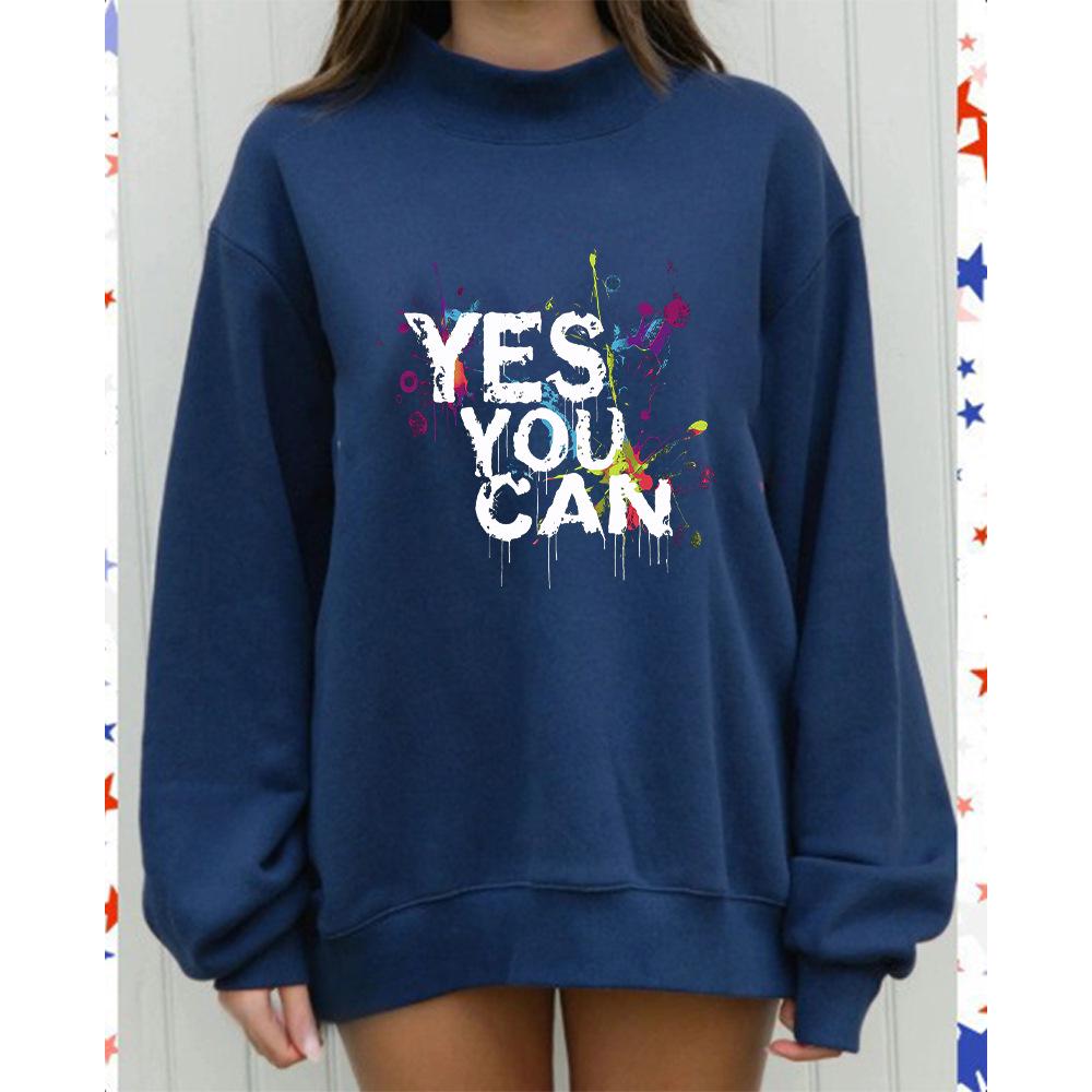 Women's Autumn Trendy Cross-Border Heavyweight Loose Hoodie with Mid-High Collar and Long Sleeves